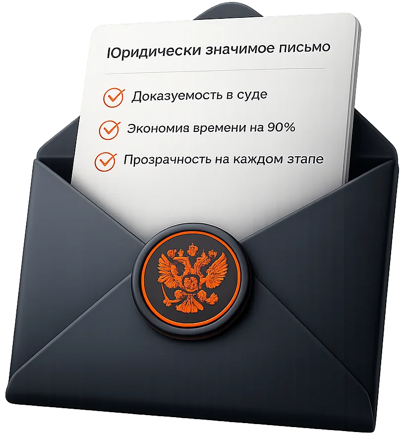 Юридически значимое письмо в конверте с печатью