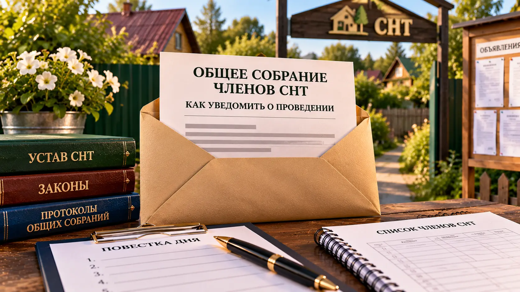 Уведомление о собрании СНТ: срок, способы и образец